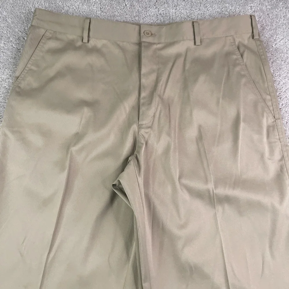 Nike Golf Pants Mens 36x32 Tan Khaki Dri Fit Stretch Performance Tech Flat Front